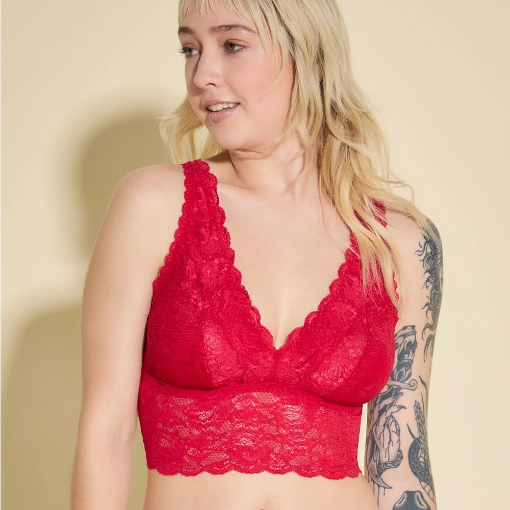 Cosabella Never Say Never plungie longline bralette mystic red medium